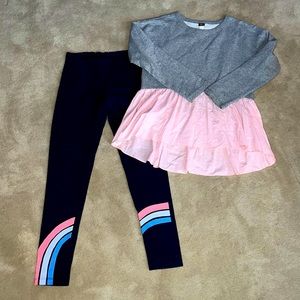 NWOT Girls Tea Collection Hi/Lo Sweatshirt and Leggings Set SZ 12